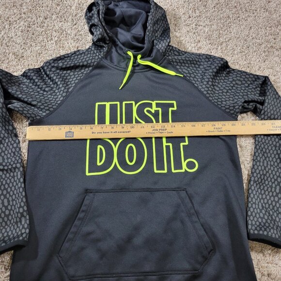 Nike Hoodie Womens Medium Black Green Logo Spellout Pullover Therma Fit - Picture 4 of 7